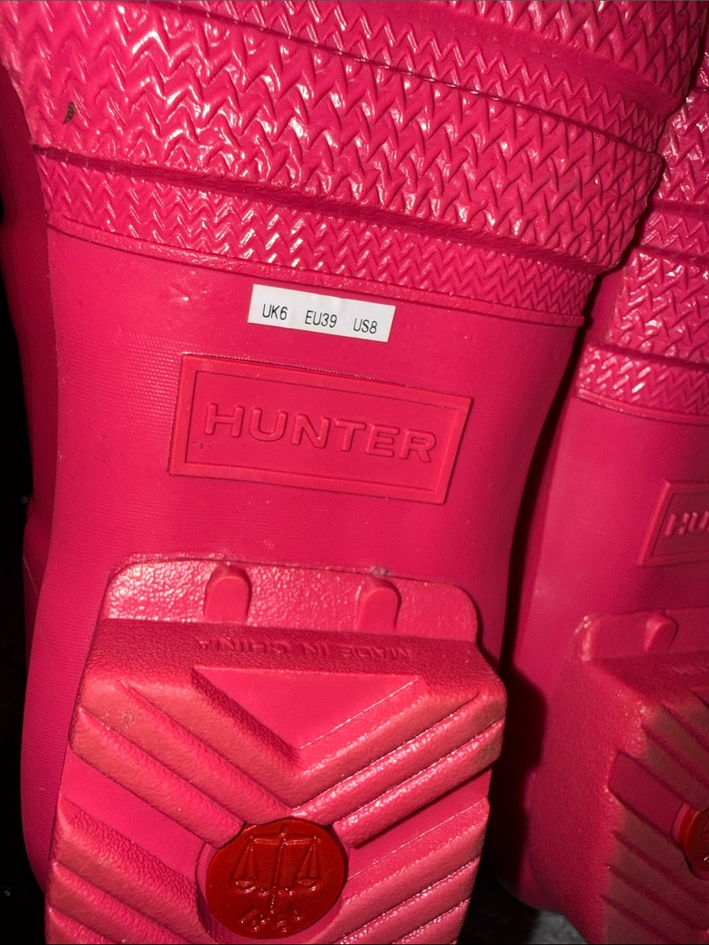 Hunter Pink Tall Rain Boots w/ Cream Knit Cuff collegiate fall cottagecore cozy - Picture 11 of 11